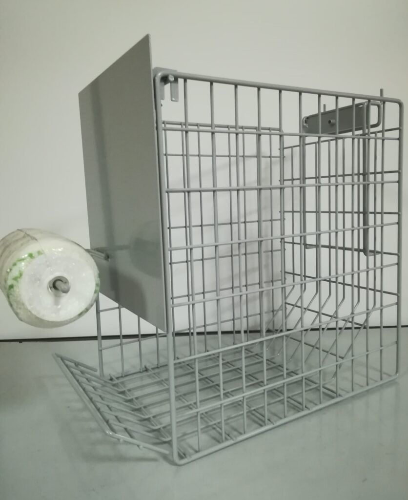 cestino in filo metallico porta rulli pittura