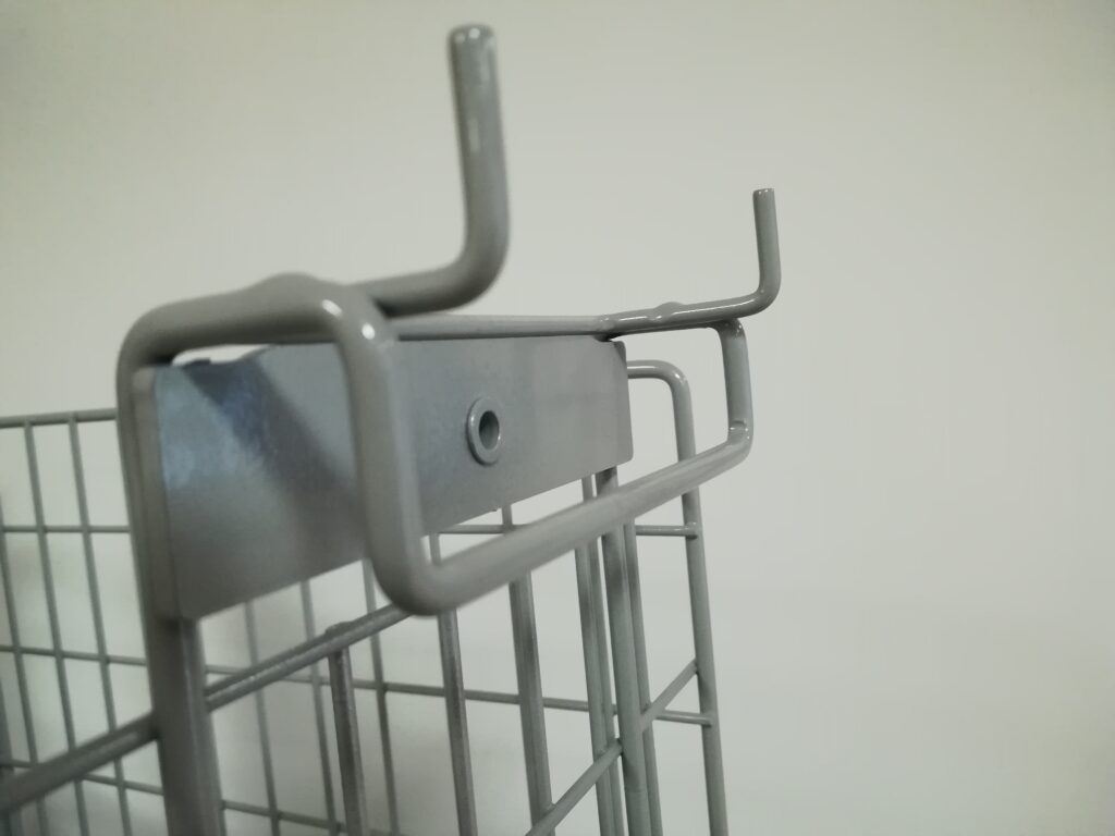cestino in filo metallico porta rulli pittura aggancio posteriore