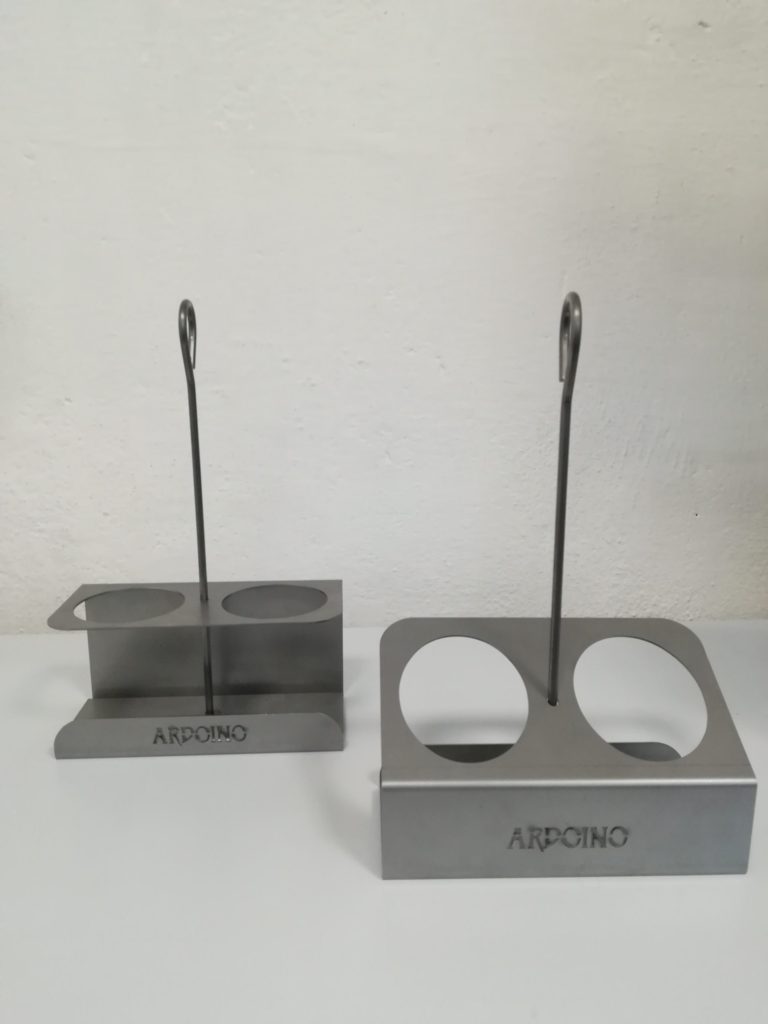 Porta olio e aceto in lamiera e filo metallico